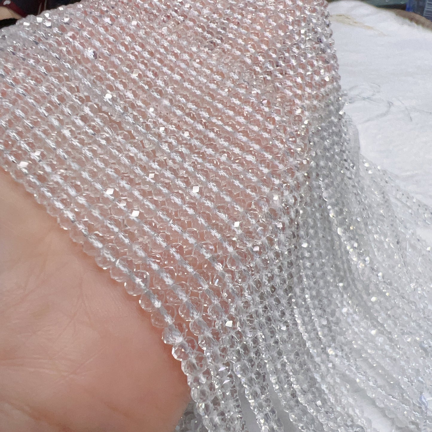3X4Mm Natural Faceted Clear Quartz Rondelle Beads – Premium Quality Strand For Diy Jewelry Making