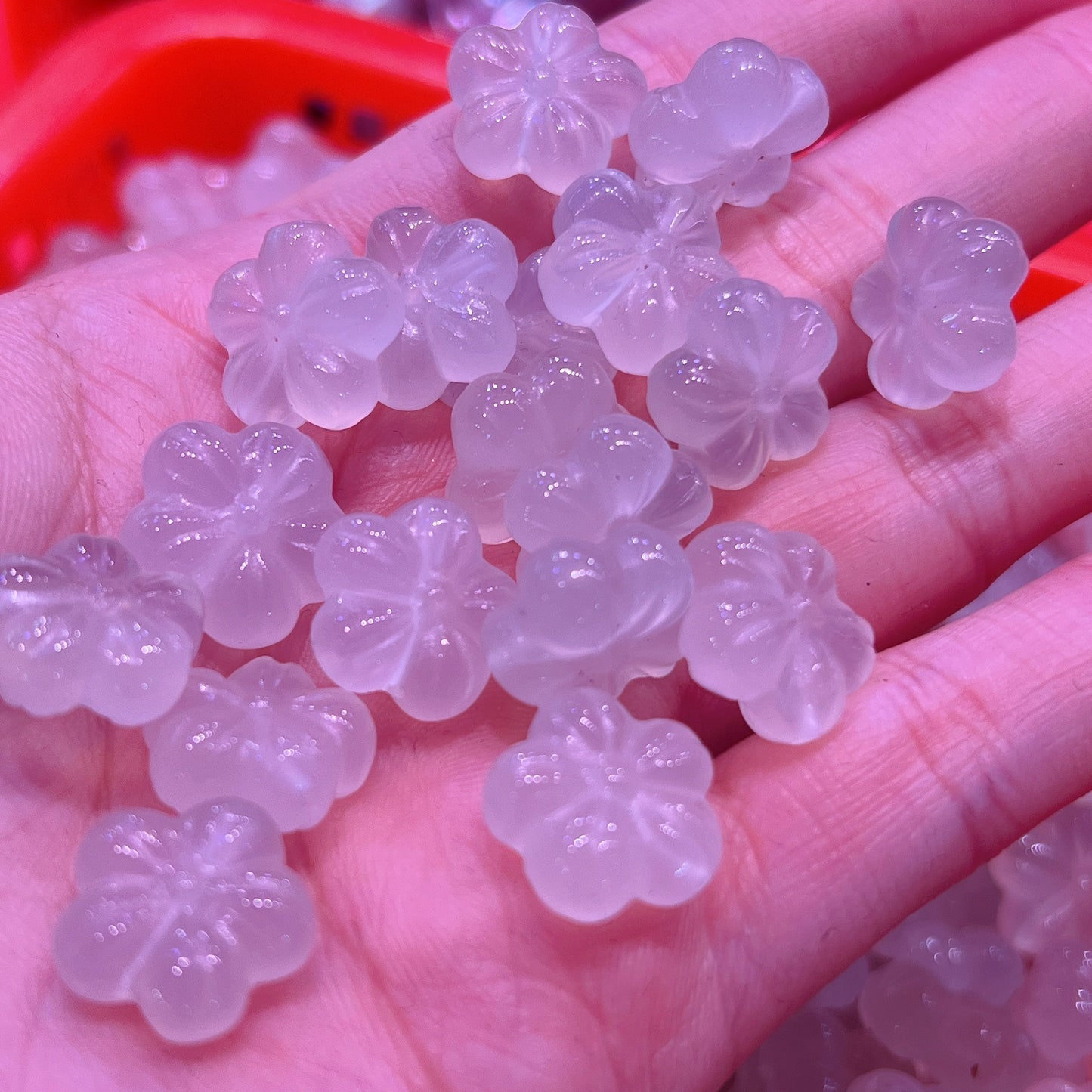 Natural White Chalcedony Sakura Flower Charms Diy Jewelry Project