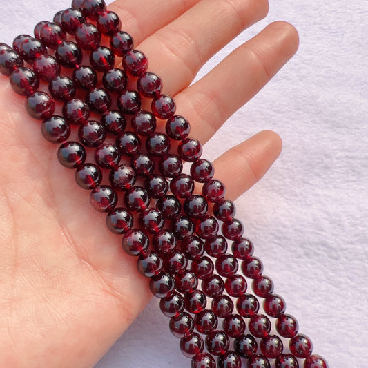 7 – 7.5Mm Natural Almandine Red Garnet Round Bead Strands For Diy Jewelry Project