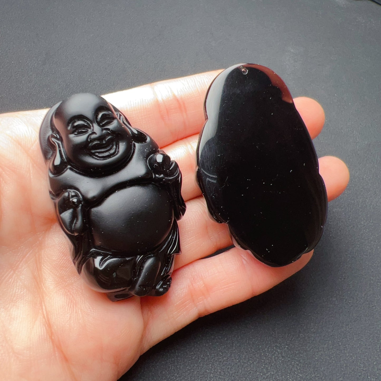 Top-Quality Black Obsidian Happy Maitreya Buddha Pendants For Diy Jewelry Project