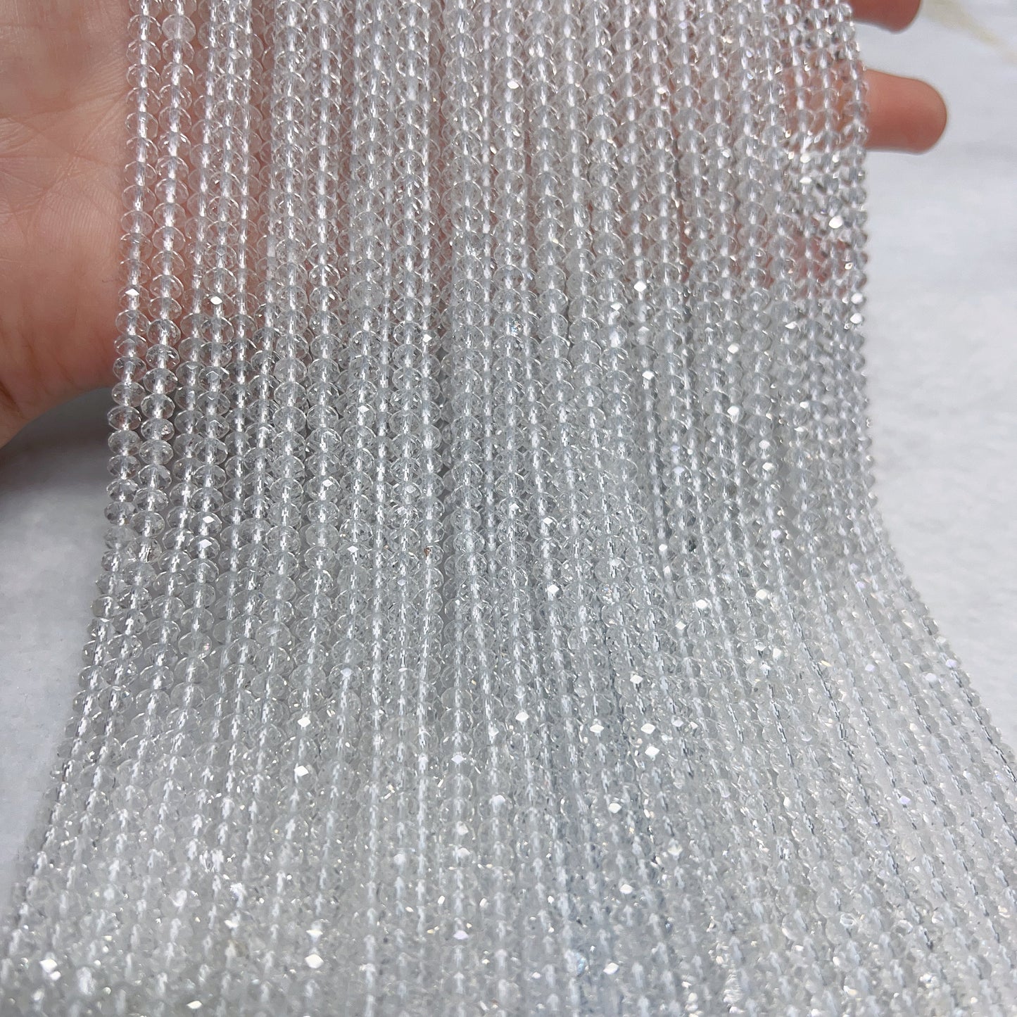 3X4Mm Natural Faceted Clear Quartz Rondelle Beads – Premium Quality Strand For Diy Jewelry Making