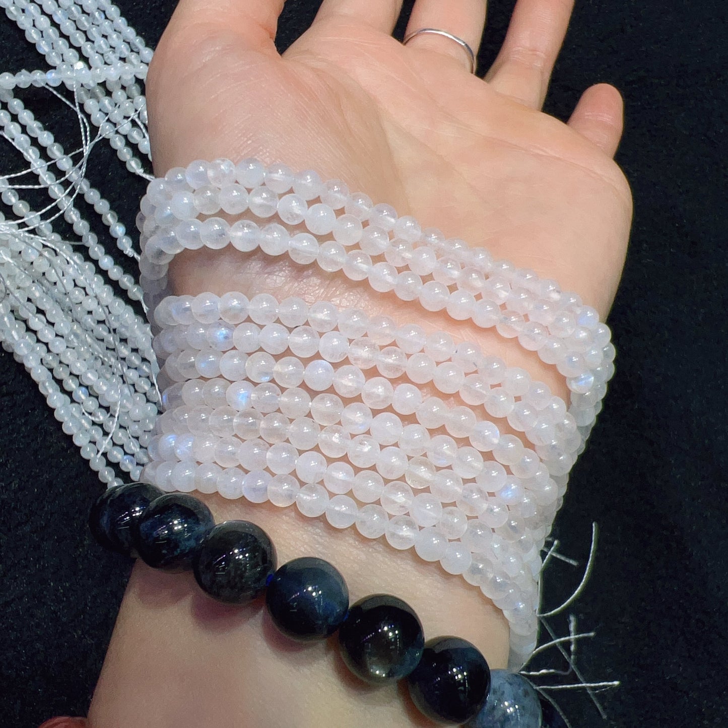 4Mm Natural Blue Moonstone Round Bead Strands For Diy Jewelry Projects