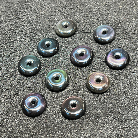 Natural Rainbow Sheen Obsidian Amulet Donut Shape Pendant Charm For Diy Jewelry Project
