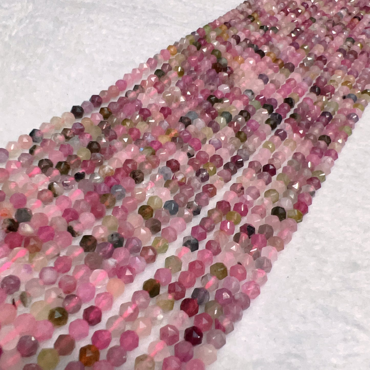 4Mm Best Quality In Strand Natural Rainbow Tourmaline Faceted Beads For Diy Jewelry Project
