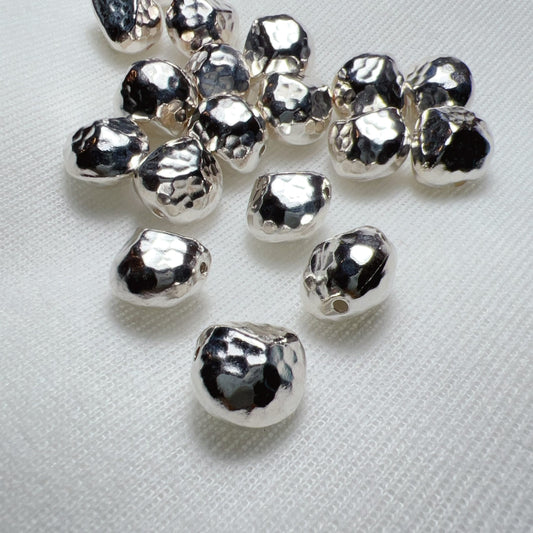 925 Sterling Silver Faceted Irregular Bead Charm – Unique Diy Jewelry Craft Supply