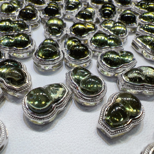925 Sterling Silver Charm With Premium Moldavite Gourd | Pandora Box Diy Jewelry Project