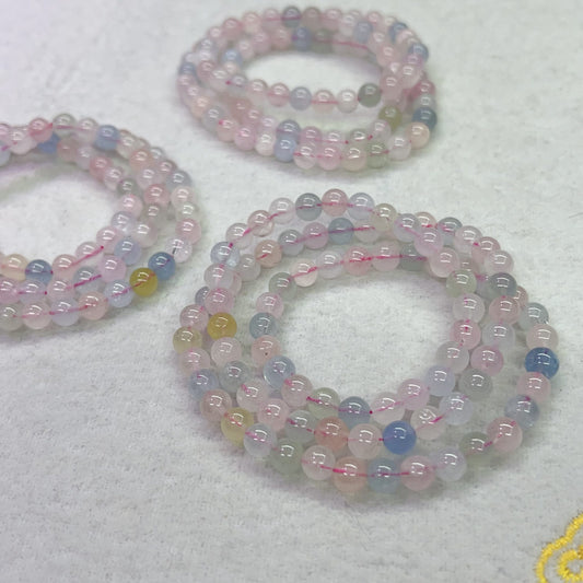 3-Wrap Natural Assorted Morganite Bracelet For Retailer, Diy Jewelry Projects