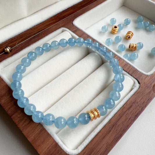 Custom-Made Aquamarine And 18K Yellow Gold Bracelet – Unique Artisan Jewelry For Meaningful Connections
