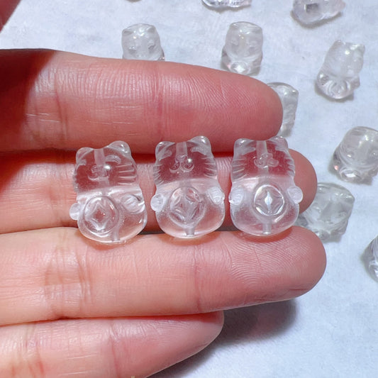 Natural Clear Quartz Lucky Cat Beads | Diy Jewelry Supplies For Necklaces, Bracelets
