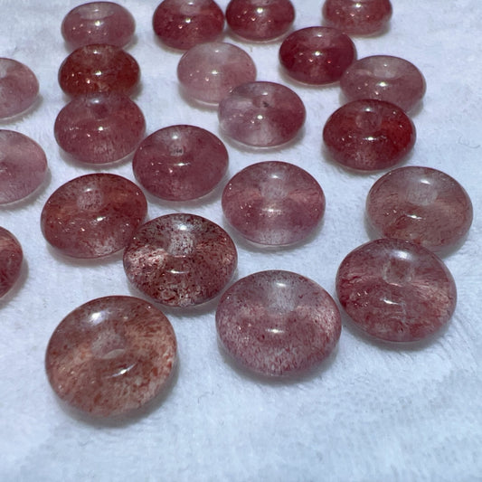 12Mm Premium Strawberry Quartz Donut Shape Charm For Earrings, Bracelets, Necklaces