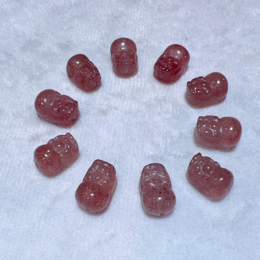 Premium Strawberry Quartz Pixiu Charms For Diy Jewelry Projects