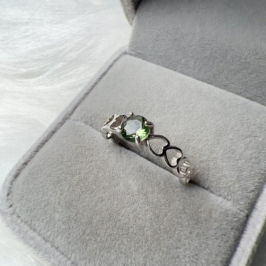 Custom-Made Best-Green-Color Moldavite Ring Round Cut With 925 Sterling Silver Adjustable Style