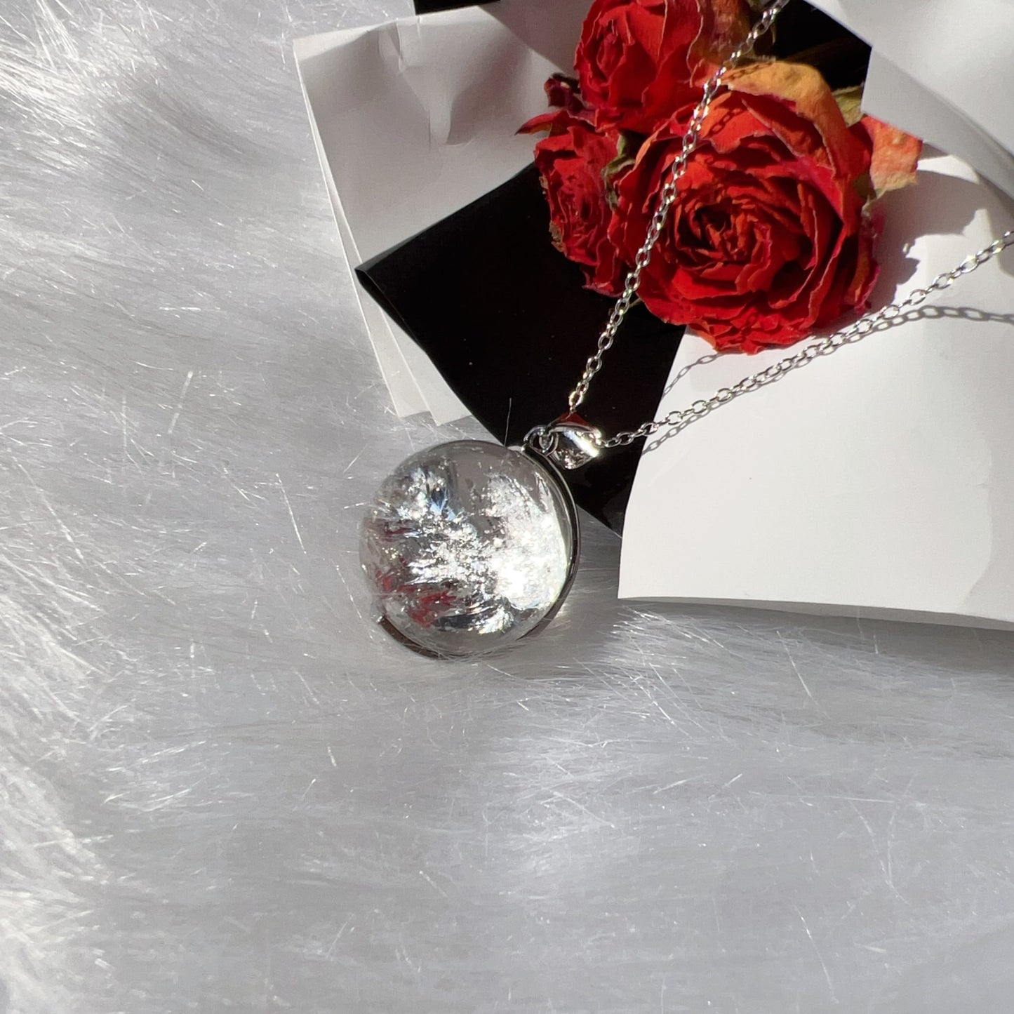 One And Only – 17.3Mm Rainbow Clear Quartz Sphere Pendant Necklace With 925 Sterling Silver