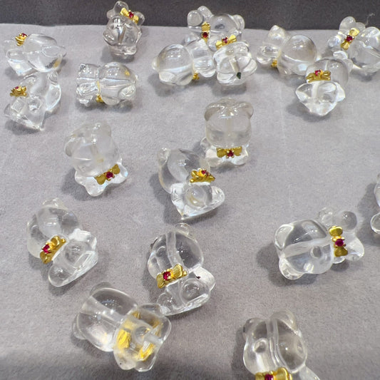 Natural Clear Quartz Bear Bead Charms – Adorable Diy Jewelry Components For Unique Craft Projects
