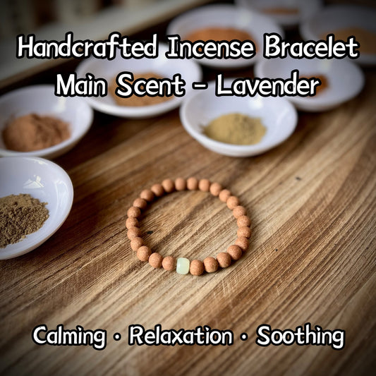 Handcrafted Lavender Aroma Healing Bracelet With Green Nephrite Jade For Calming, Soothing, Relaxation