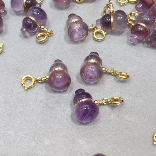 Natural Amethyst Gourd Charm Pendants | Handmade Purple Gemstone Charms | Diy Jewelry Making Supplies | Boho Lucky Amulet