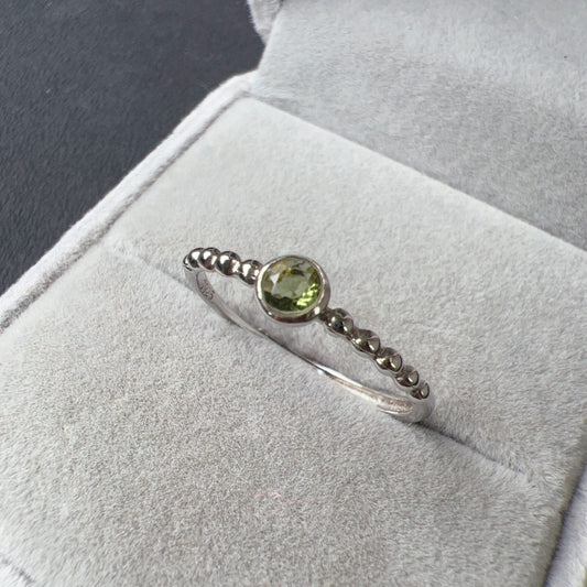 Minimal Round Cut Moldavite Ring With 925 Sterling Silver Adjustable Style | Rare High-Frequency Heart Chakra Healing