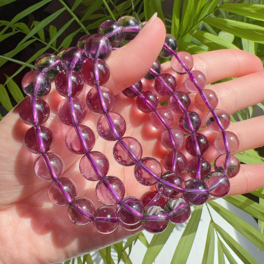10.5Mm High-Clarity Amethyst Crystal Bracelet | Natural Healing Stone For Crown Chakra | Reiki Meditation Jewelry