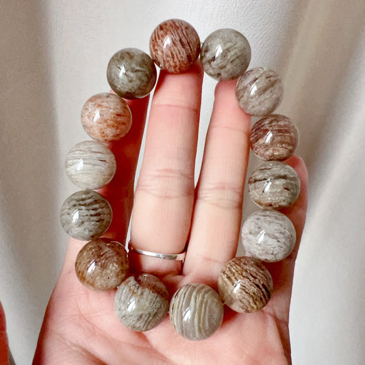 Large Assorted Layers Phantom Quartz Bracelet 15.3Mm For Spiritual Balance