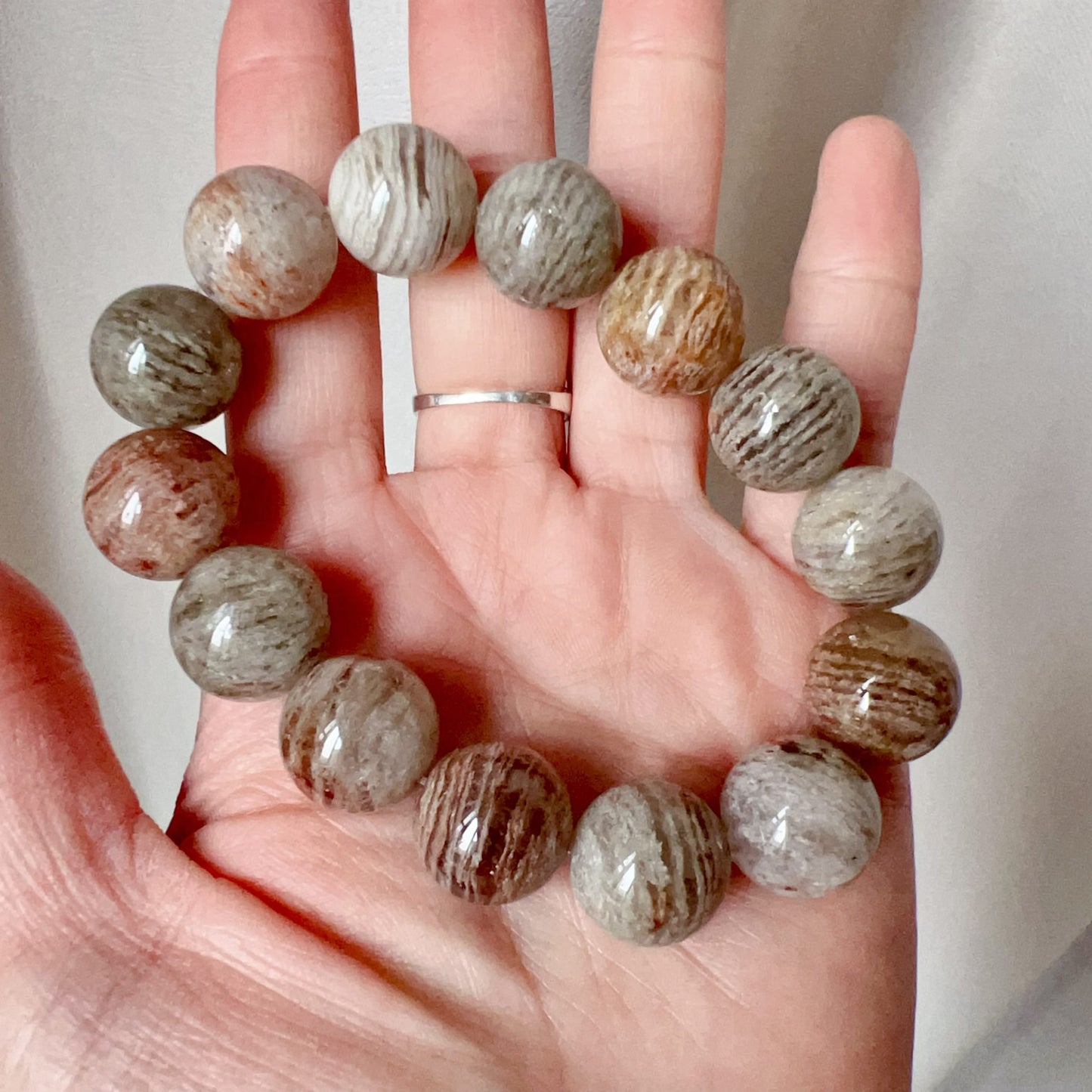 Large Assorted Layers Phantom Quartz Bracelet 15.3Mm For Spiritual Balance