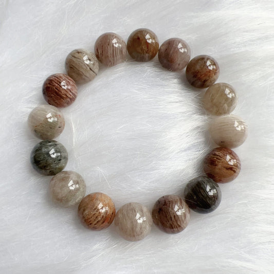14.1Mm Assorted Layers Phantom Quartz Bracelet For Life Balance, Harmony