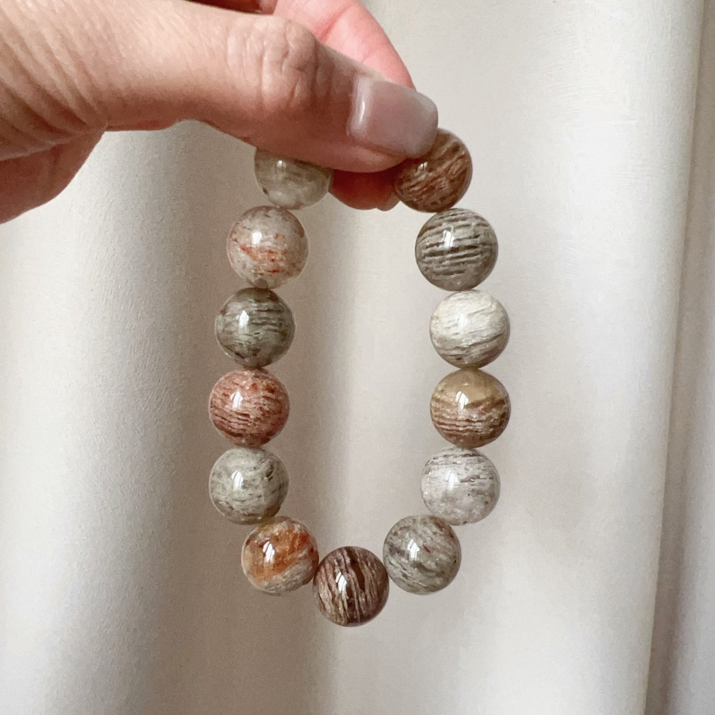 Large Assorted Layers Phantom Quartz Bracelet 15.3Mm For Spiritual Balance