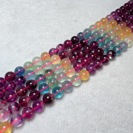 8Mm Natural High-Quality Assorted Fluorite Round Bead Strands For Diy Jewelry Project
