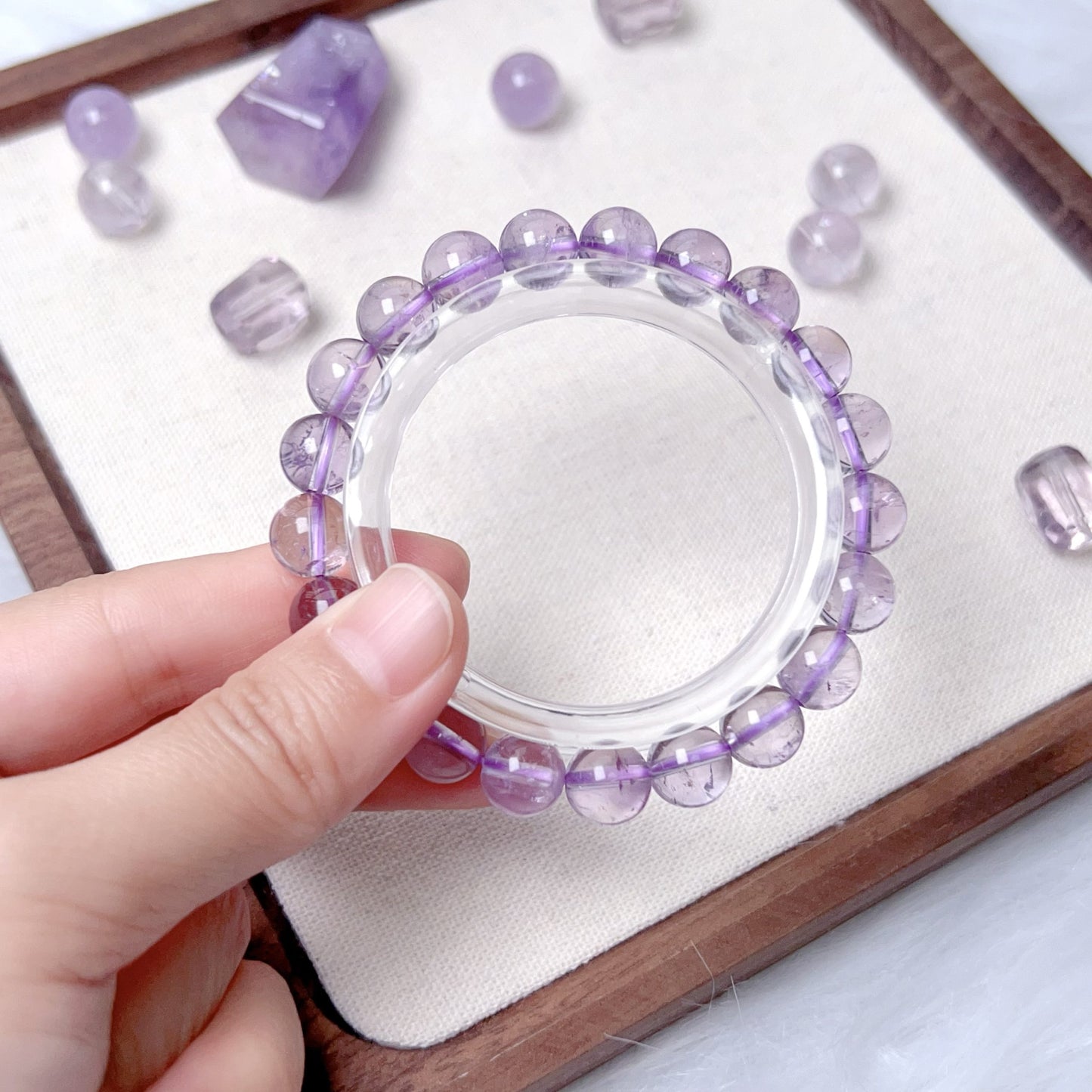 Sky Mirror | Natural Bolivian Amethyst Bracelet For Calm, Spiritual Healing