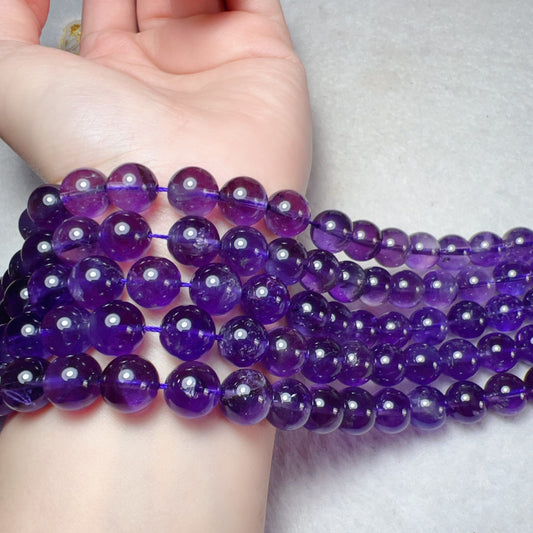 Beautiful Color – 10Mm Natural Amethyst Round Bead Strands For Diy Jewelry Projects