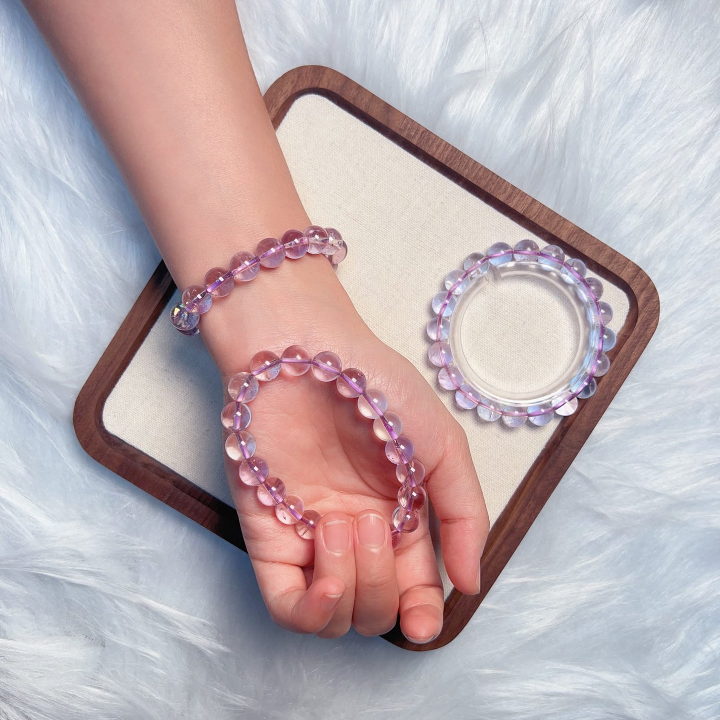 Sky Mirror | Natural Bolivian Amethyst Bracelet For Calm, Spiritual Healing