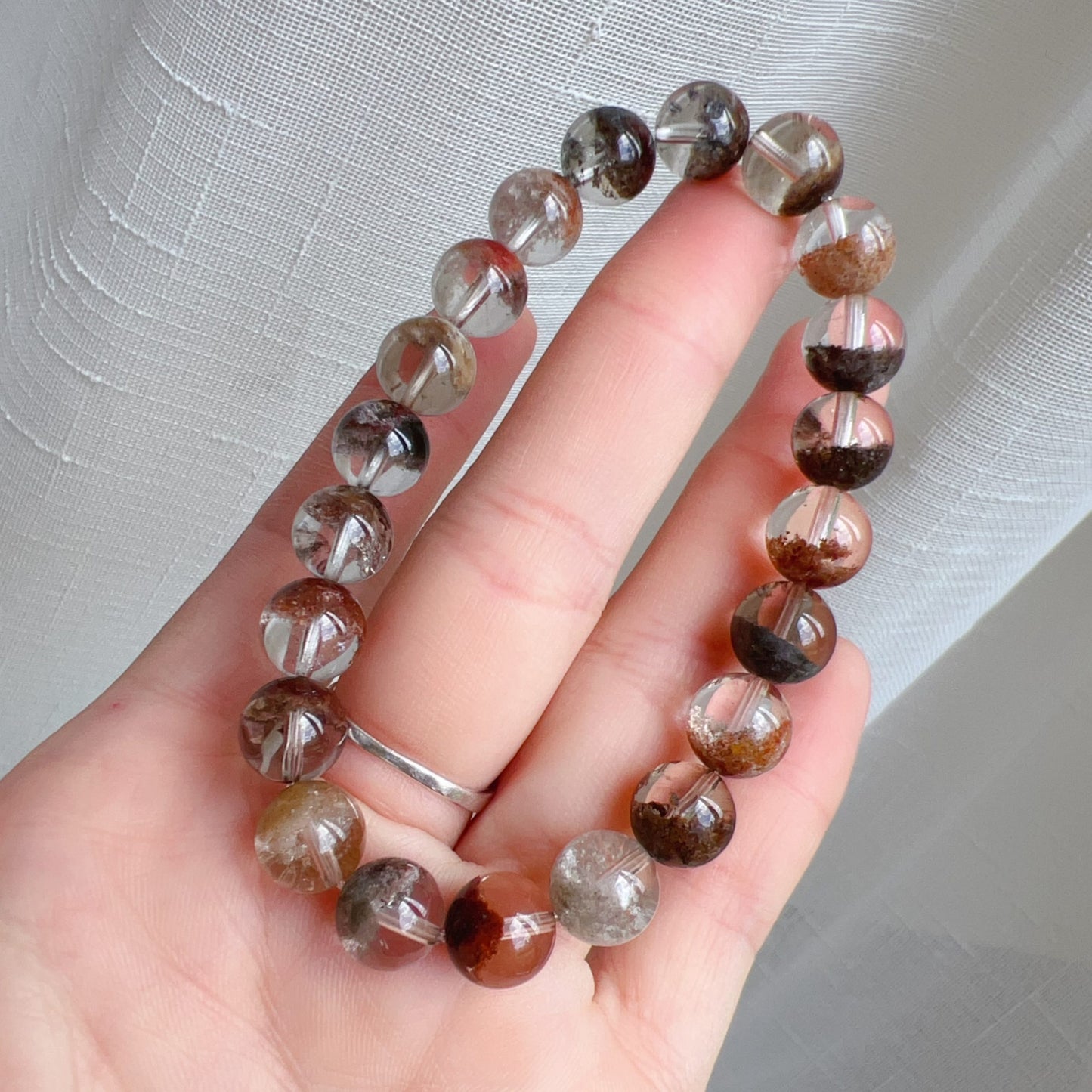 Healing Assorted Phantom Quartz Bracelet 9.2Mm | Natural Crystal Beads Cornucopia | Handmade Gemstone Jewelry