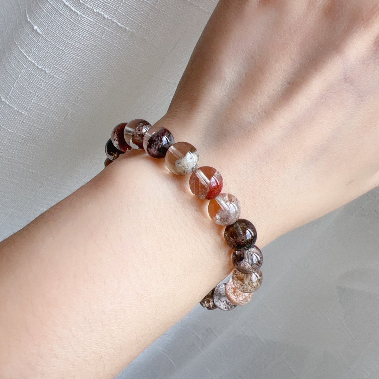 Healing Assorted Phantom Quartz Bracelet 9.2Mm | Natural Crystal Beads Cornucopia | Handmade Gemstone Jewelry