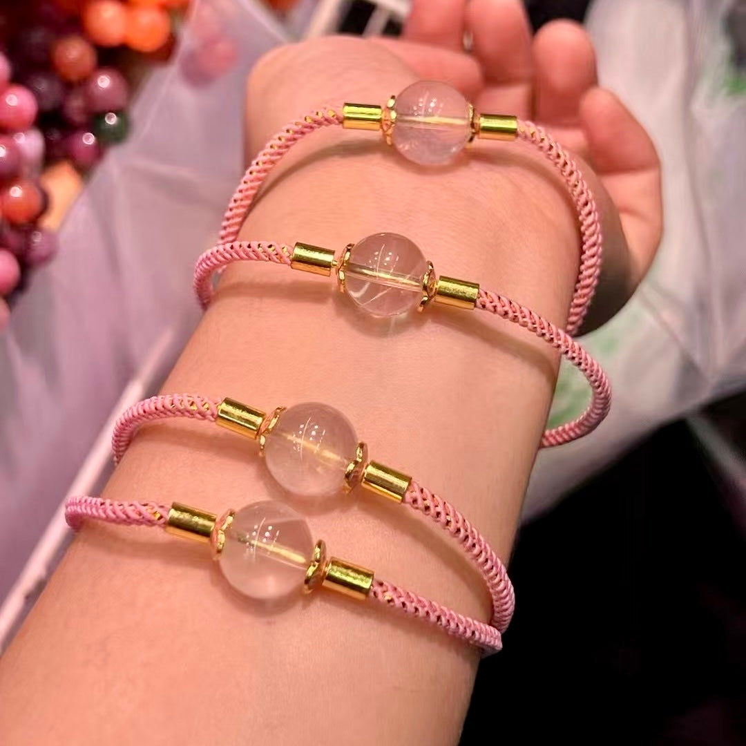 13Mm+ Natural Rose Quartz Handmade Adjustable Rope Bracelet – Artisan Jewelry For Love And Healing