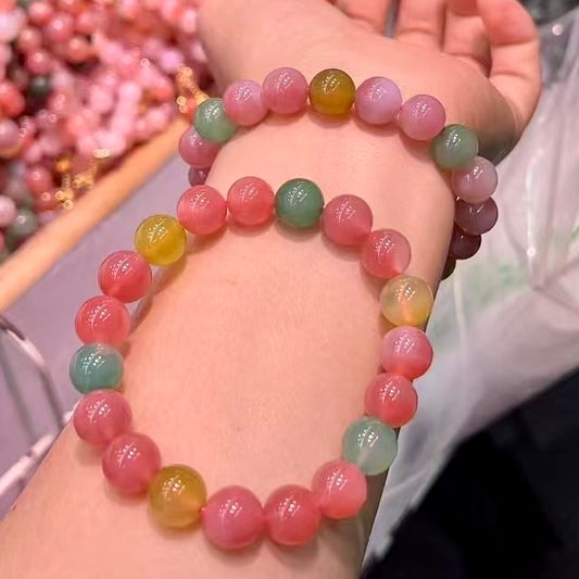 10Mm+ Natural Candy Yanyuan Agate Bracelet – Grounding And Protective Energy Jewelry