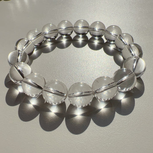 Premium Natural 12Mm Clear Quartz Bracelet | Crown Chakra Healing Crystal | Meditation Jewelry