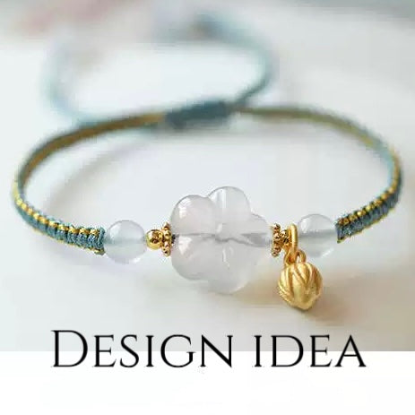 Natural White Chalcedony Sakura Flower Charms Diy Jewelry Project