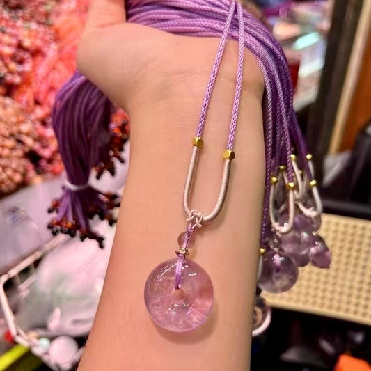 25Mm Lavender Dream Amethyst Donut Necklace – Handmade Braided Spiritual Healing Jewelry