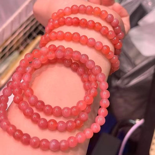 6Mm+ Natural Yanyuan Agate 3-Wrap Bracelet Necklace – Red Hues Design For Emotional Balance And Confidence