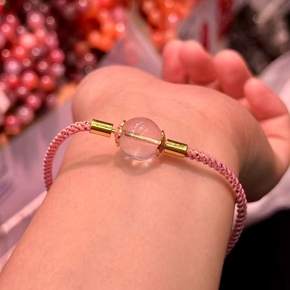 13Mm+ Natural Rose Quartz Handmade Adjustable Rope Bracelet – Artisan Jewelry For Love And Healing