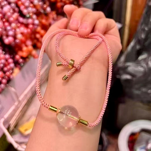 17Mm+ Natural Rose Quartz Handmade Adjustable Rope Necklace – Artisan Jewelry For Love And Healing