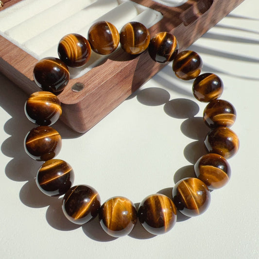 Stunning Brown Tiger Eye Bracelet | 12Mm Healing Stone Beads Jewelry | Energize Your Spirit And Elevate Your Style