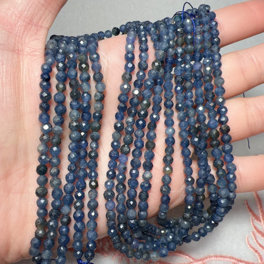 4Mm Natural Faceted Sapphire Bead Strands For Diy Jewelry Projects