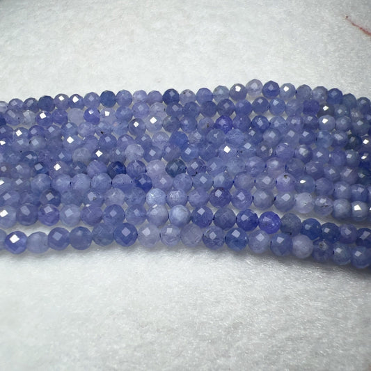 4Mm Natural Faceted Violet Tanzanite Round Bead Strands For Diy Jewelry Project