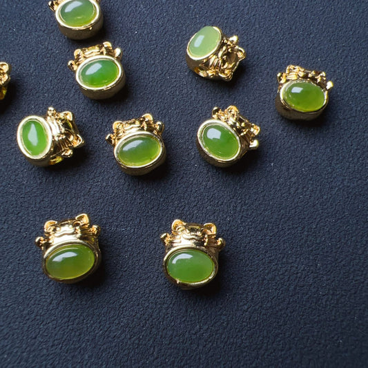 Natural Green Nephrite Maneki Neko Bead Charms – Adorable Diy Jewelry Components For Unique Craft Projects