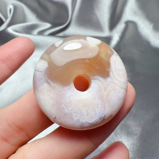 Unique Pattern Cherry Blossom Agate Amulet Pendant | Sakura Agate Jewelry Findings For Diy Projects