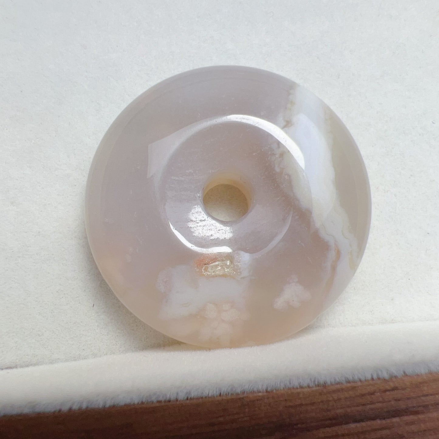 Natural Creamy Cherry Blossom Agate Amulet Pendant | Sakura Agate Jewelry Findings For Diy Projects