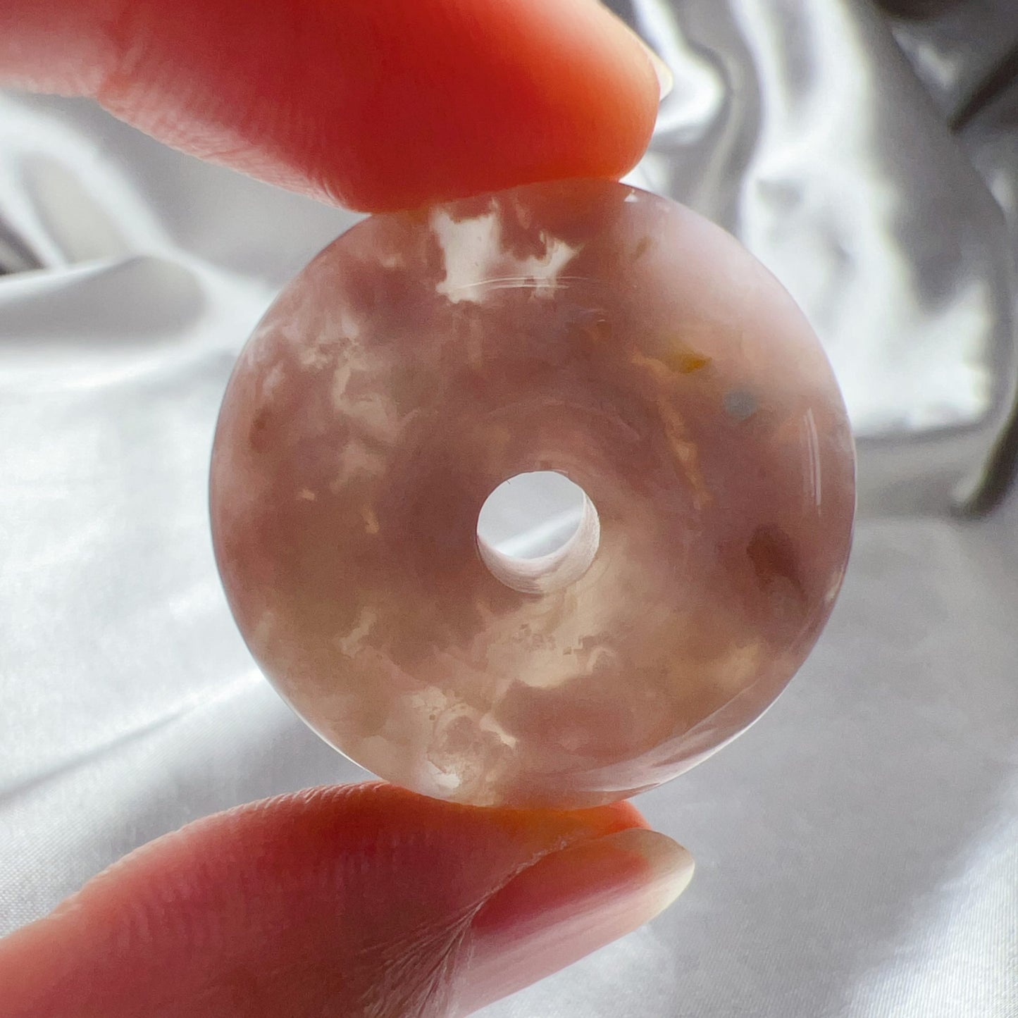 Natural Flowers Cherry Blossom Agate Amulet Pendant | Sakura Agate Jewelry Findings For Diy Projects