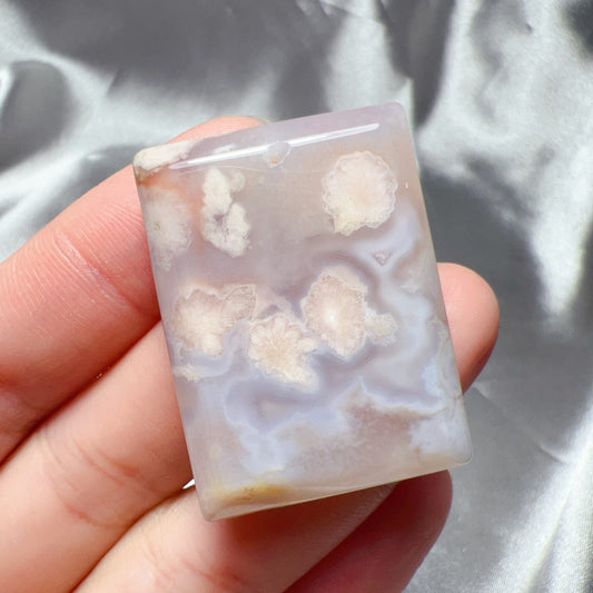 Cherry Blossom Agate Flat Pendant | Sakura Agate Jewelry Findings For Diy Projects