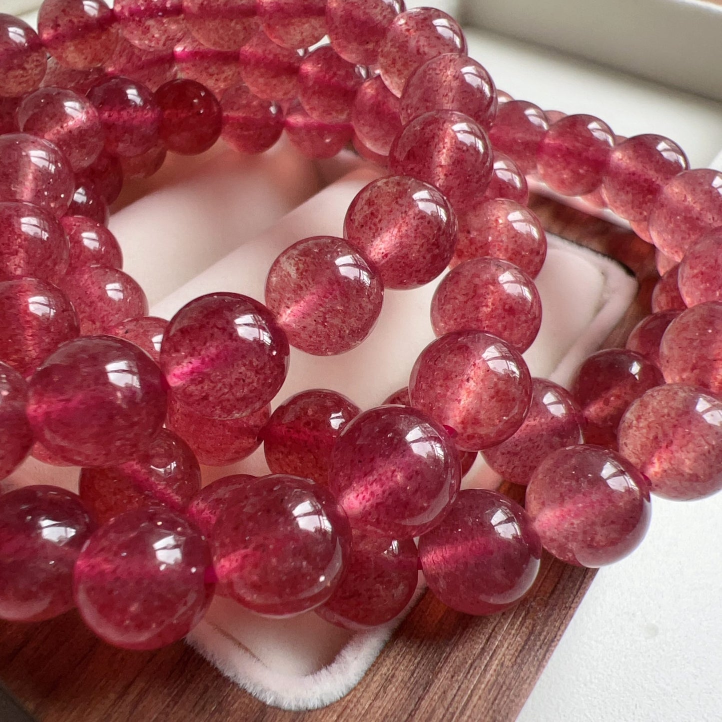 Sparkling Strawberry Quartz Bracelet For Heart Chakra Healing | Reiki Infused | Ideal Holiday Gift