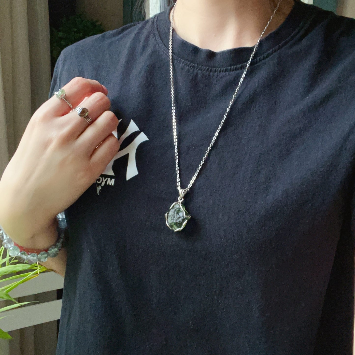 7.1G Natural Czech Moldavite Raw Stone Pendant Necklace | Top-Quality Green | Rare High-Vibration Heart Chakra Healing Stone